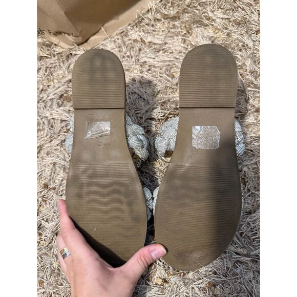 Steve Madden Dolay Sandals Silver Rhinestone Size 8.5 - Picture 3 of 4